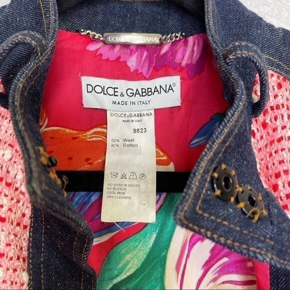 Dolce & Gabbana Vintage Tweed Boucle Denim Wool Jacket 40 - Picture 3 of 7